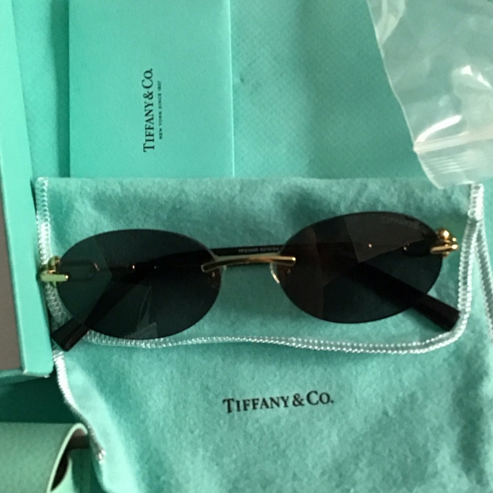 Tiffany & Co. Black Sunglasses with Gold Accents - Picture 2 of 9